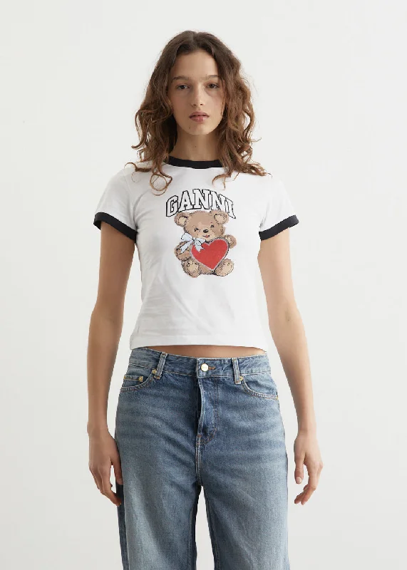 Pocketed Women T Shirt for Added FunctionalityBasic Jersey Bear Small T-Shirt