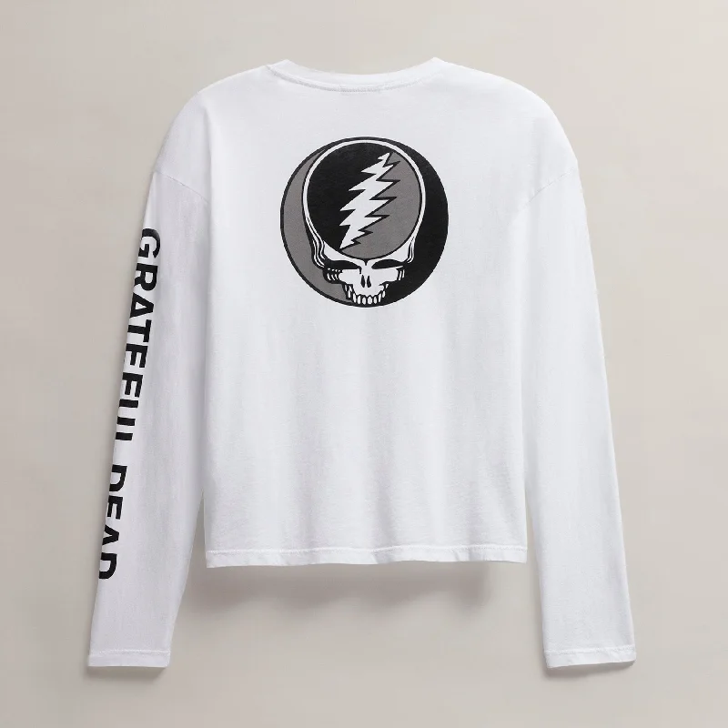 Organic Cotton Women T Shirt for Eco - Conscious WearersWomen's Grateful Dead Long Sleeve - White/Black