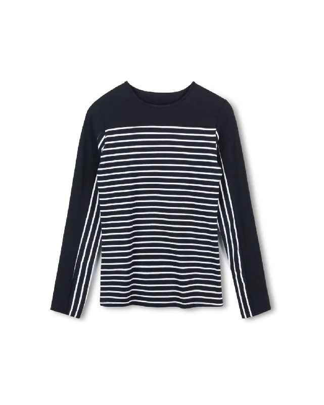 Crop Top Women T Shirt to Pair with High - Waisted BottomsContrast Stripe Tee