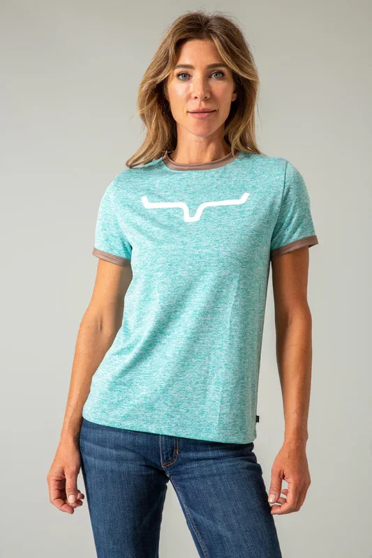 Distressed Women T Shirt with a Laid - Back AestheticWomen's Kimes Ranch Steadfast Ringer T-Shirt Distressed Women T Shirt with a Laid - Back AestheticWomen's Kimes Ranch Steadfast Ringer T-Shirt