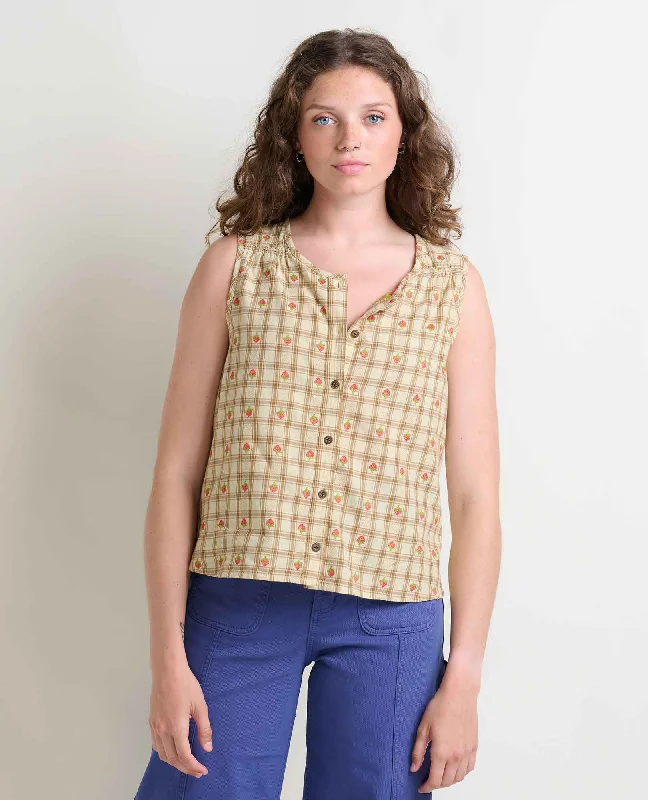 Embroidered Women T Shirt with Intricate DetailsManzana Button Front Tank