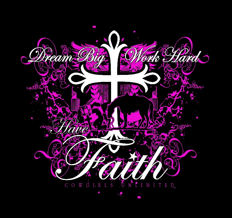 Graphic Print Women T Shirt for a Trendy StatementWomen's Cowgirls Unlimited Have Faith T-Shirt #CH-1862 Graphic Print Women T Shirt for a Trendy StatementWomen's Cowgirls Unlimited Have Faith T-Shirt #CH-1862