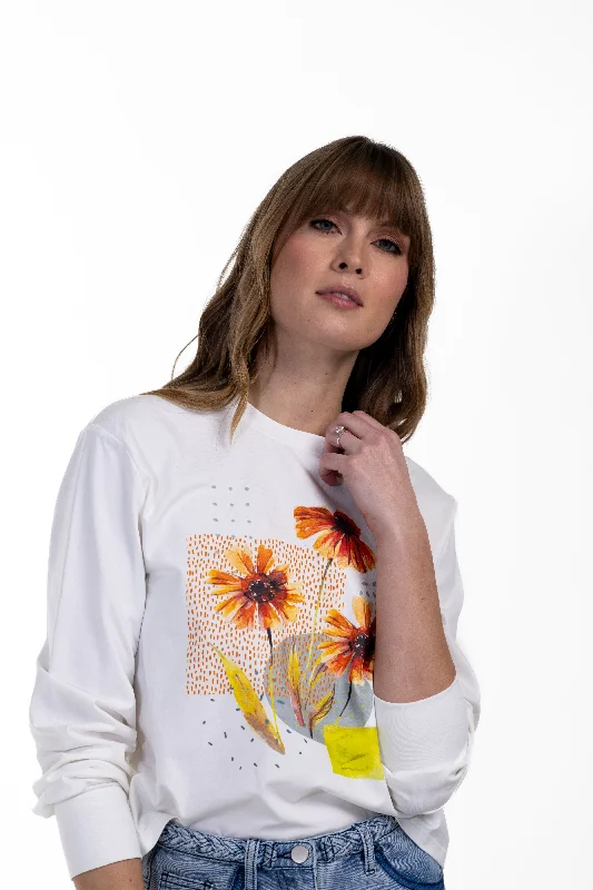 V - Neck Women T Shirt to Enhance the NecklineFlower Print On Tee