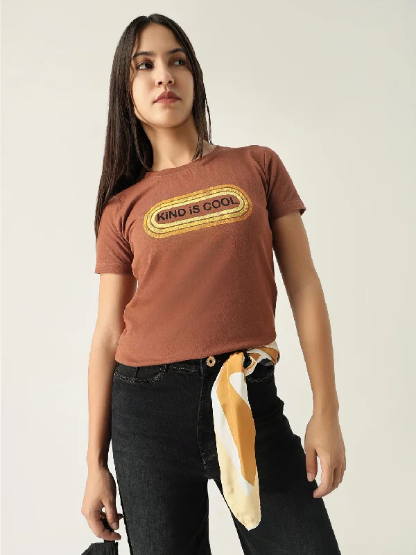 Organic Cotton Women T Shirt for Eco - Conscious WearersWomen Graphic Brown T Shirt