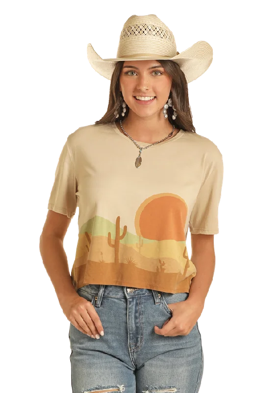 Embroidered Women T Shirt with Intricate DetailsWomen's Rock & Roll Cowgirl T-Shirt #BW21T03909 Embroidered Women T Shirt with Intricate DetailsWomen's Rock & Roll Cowgirl T-Shirt #BW21T03909