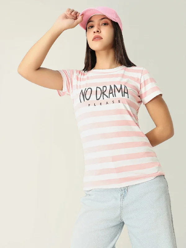Crop Top Women T Shirt to Pair with High - Waisted BottomsWomen Striped Peach T Shirt Crop Top Women T Shirt to Pair with High - Waisted BottomsWomen Striped Peach T Shirt