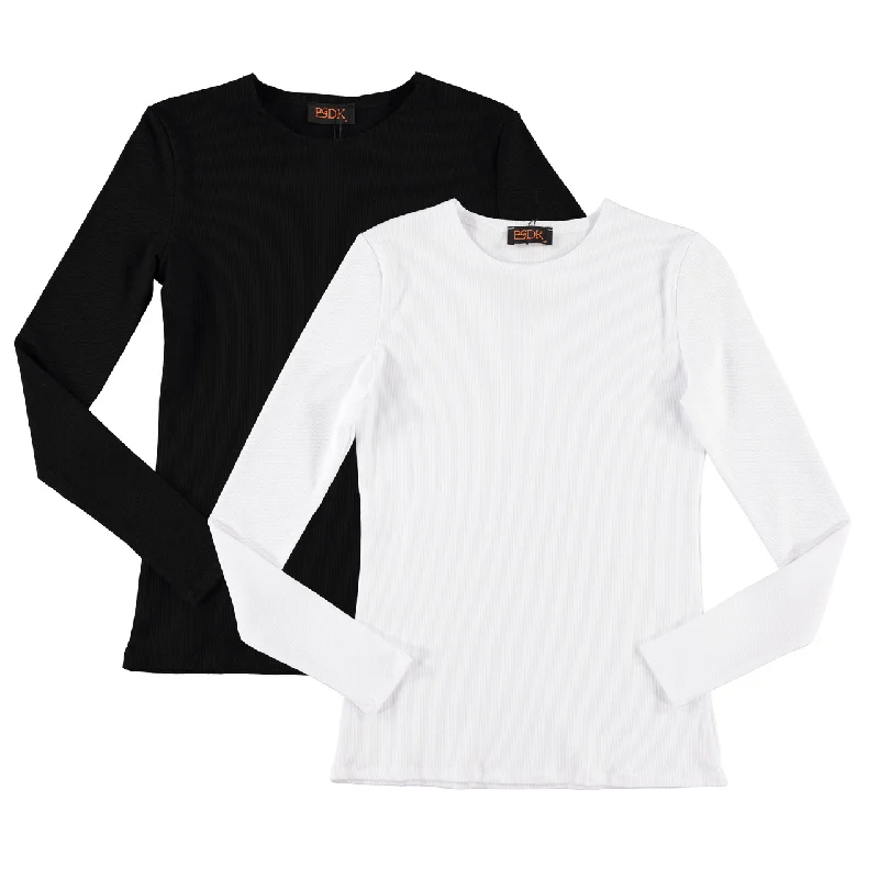 Floral Print Women T Shirt for a Feminine TouchWomen's Long Sleeve Ribbed T-Shirt