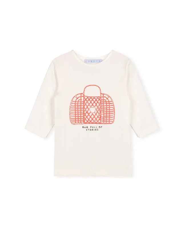 Striped Women T Shirt in a Classic PatternWoven Bag Printed Tee