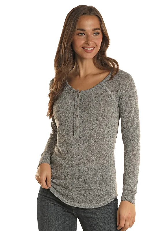 Crew Neck Women T Shirt with a Timeless DesignWomen's White Label Henley T-Shirt #LW22T02366