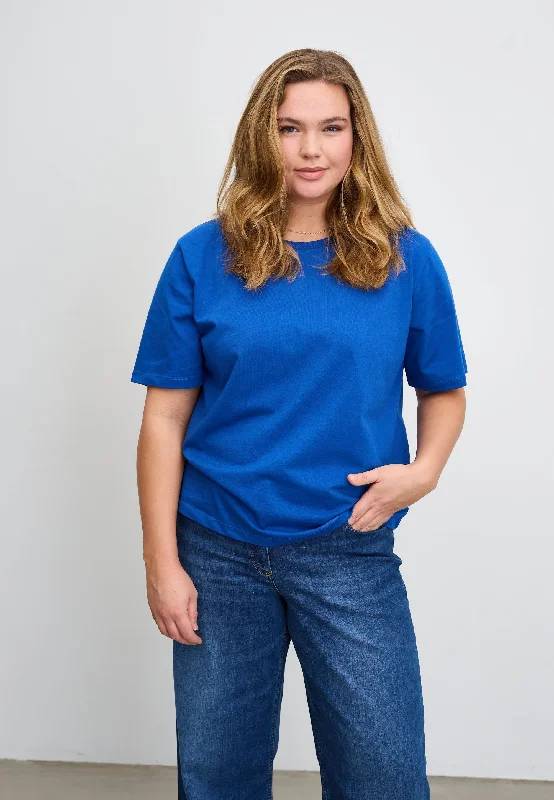 Distressed Women T Shirt with a Laid - Back AestheticAugusta T-Shirt - True Blue
