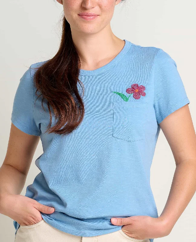 Embroidered Women T Shirt with Intricate DetailsWomen's Primo Crew Embroidered