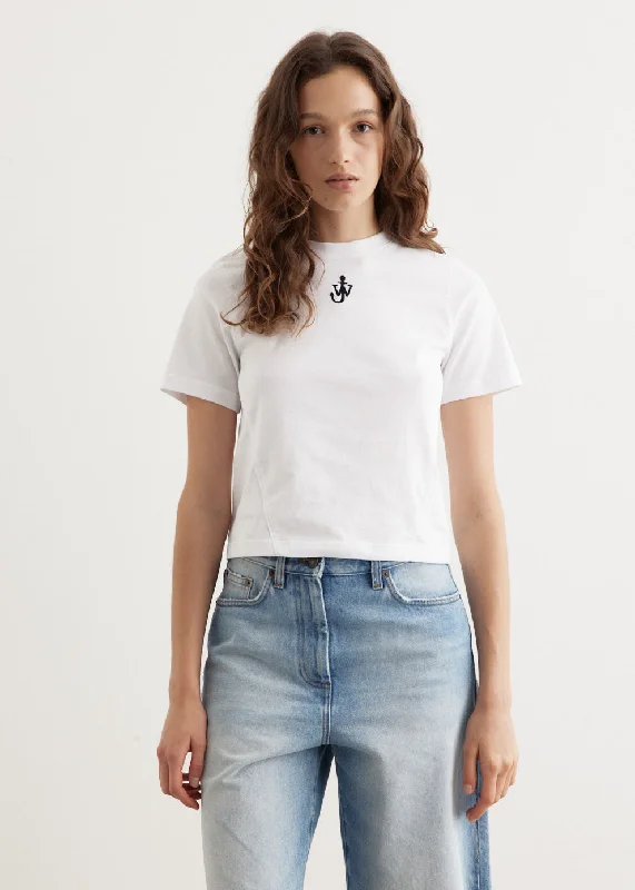 Muscle Women T Shirt for a Sporty and Casual LookAnchor Embroidery Panelled Cropped T-Shirt Muscle Women T Shirt for a Sporty and Casual LookAnchor Embroidery Panelled Cropped T-Shirt