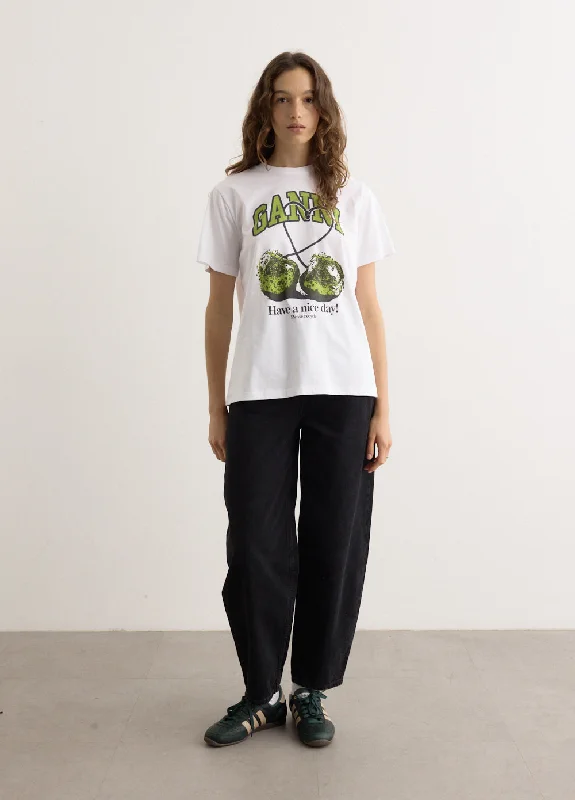 Crew Neck Women T Shirt with a Timeless DesignBasic Jersey Cherry Relaxed T-Shirt