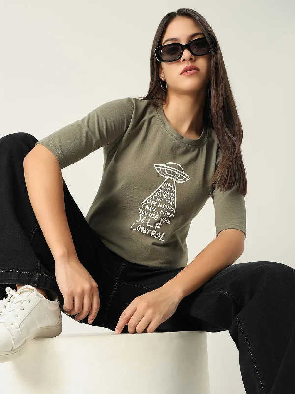 Sleeveless Women T Shirt for Summer ComfortWomen Graphic Olive T Shirt