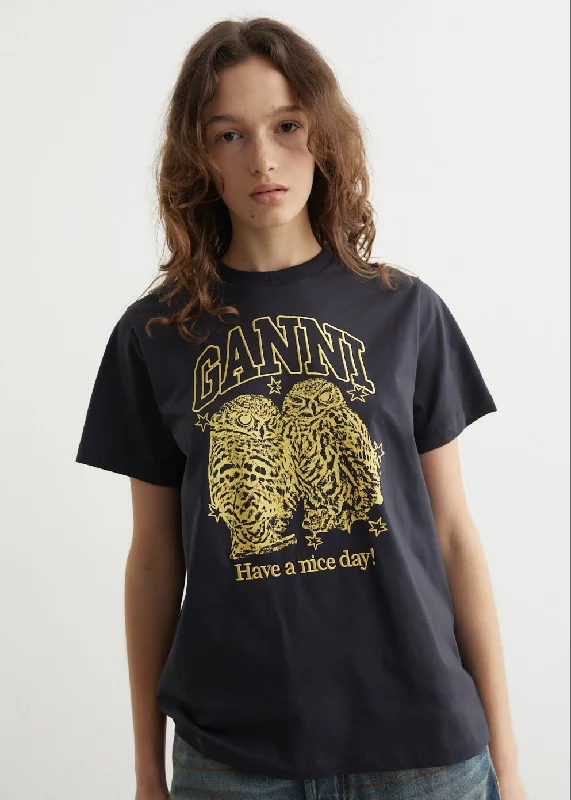 Crop Top Women T Shirt to Pair with High - Waisted BottomsBasic Jersey Owls Relaxed T-Shirt Crop Top Women T Shirt to Pair with High - Waisted BottomsBasic Jersey Owls Relaxed T-Shirt