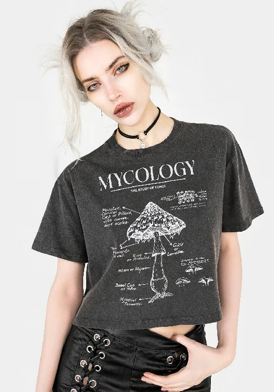 Long Sleeve Women T Shirt for Cooler WeatherMycology Boxy Crop T-shirt