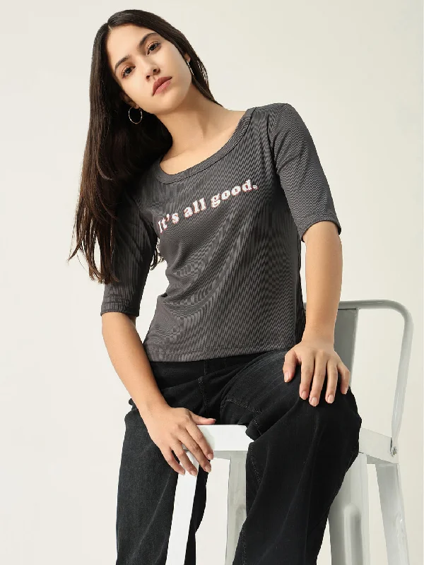 Striped Women T Shirt in a Classic PatternWomen Solid Grey T Shirt