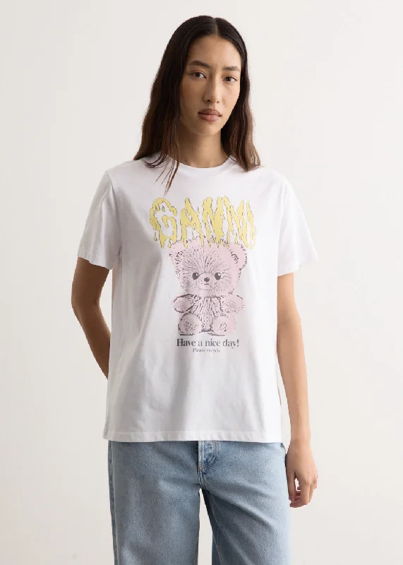 Ringer T Shirt Women with Retro - Inspired StripesBasic Jersey Teddy Relaxed T-shirt