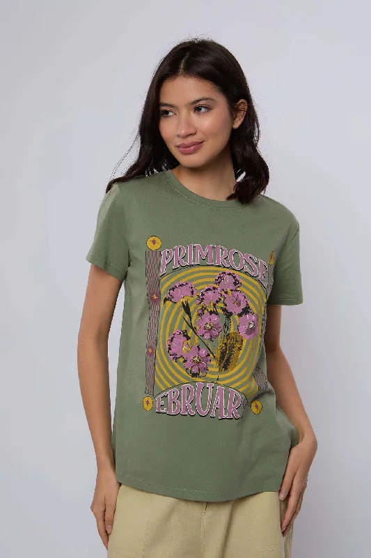 Crew Neck Women T Shirt with a Timeless DesignWomen Shirt - Khaki