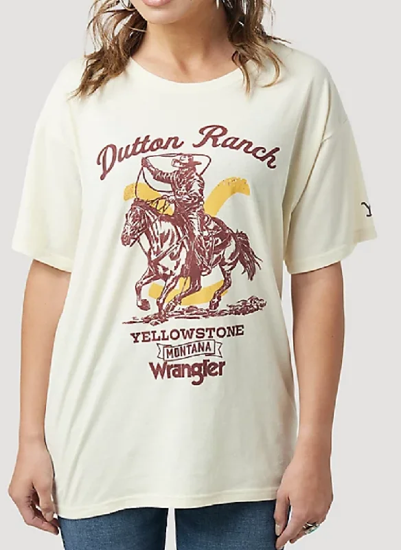 Graphic Print Women T Shirt for a Trendy StatementWomen's Wrangler Yellowstone Oversized T-Shirt #112323597 Graphic Print Women T Shirt for a Trendy StatementWomen's Wrangler Yellowstone Oversized T-Shirt #112323597
