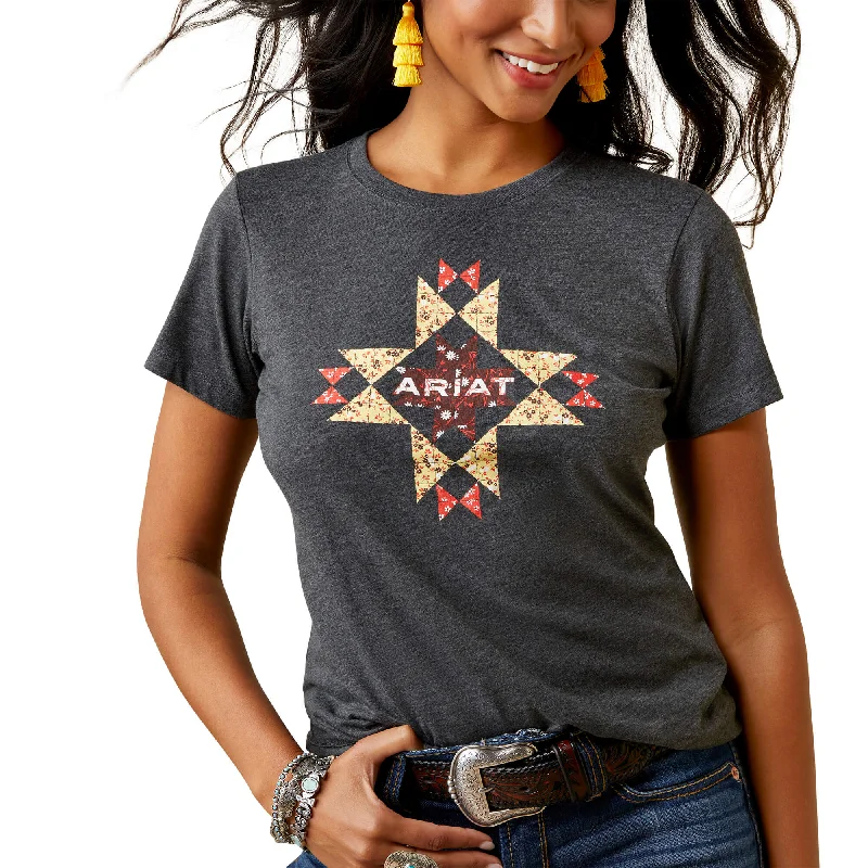 Plus Size Women T Shirt for a Comfortable and Flattering FitWomen's Ariat Quilt Logo T-Shirt #10045443 Plus Size Women T Shirt for a Comfortable and Flattering FitWomen's Ariat Quilt Logo T-Shirt #10045443