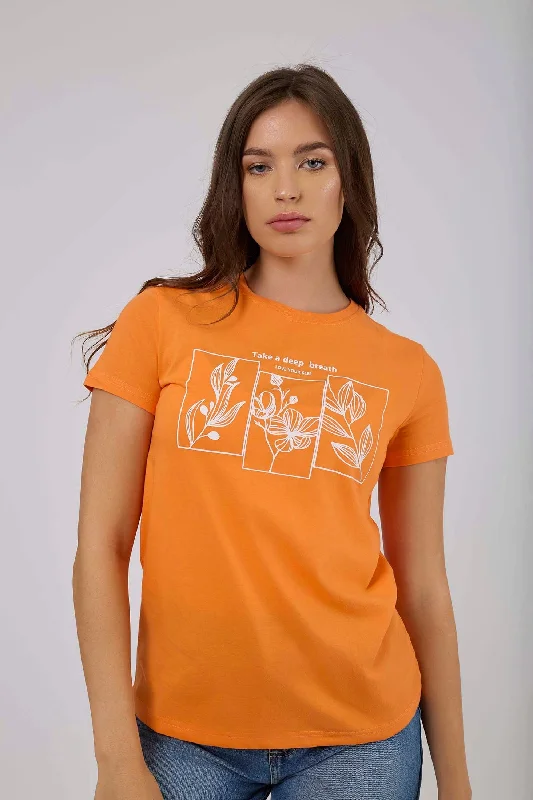 Pocketed Women T Shirt for Added FunctionalityWomen Shirt - Orange