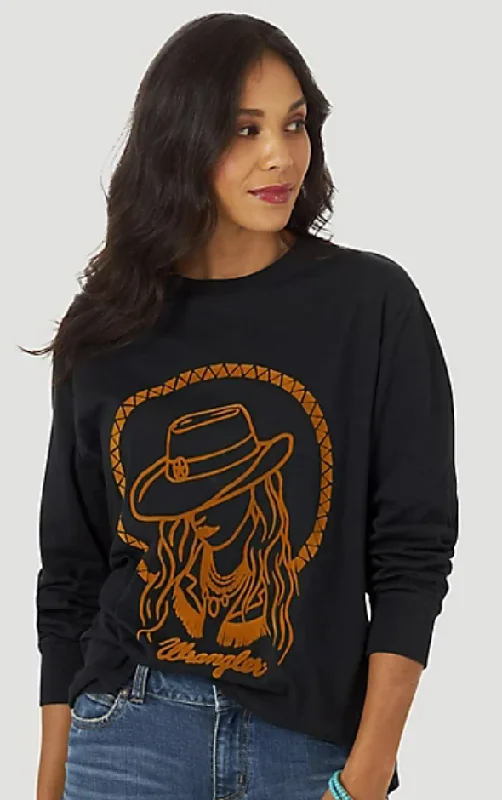Long Sleeve Women T Shirt for Cooler WeatherWomen's Wrangler Retro T-Shirt #112317128 Long Sleeve Women T Shirt for Cooler WeatherWomen's Wrangler Retro T-Shirt #112317128