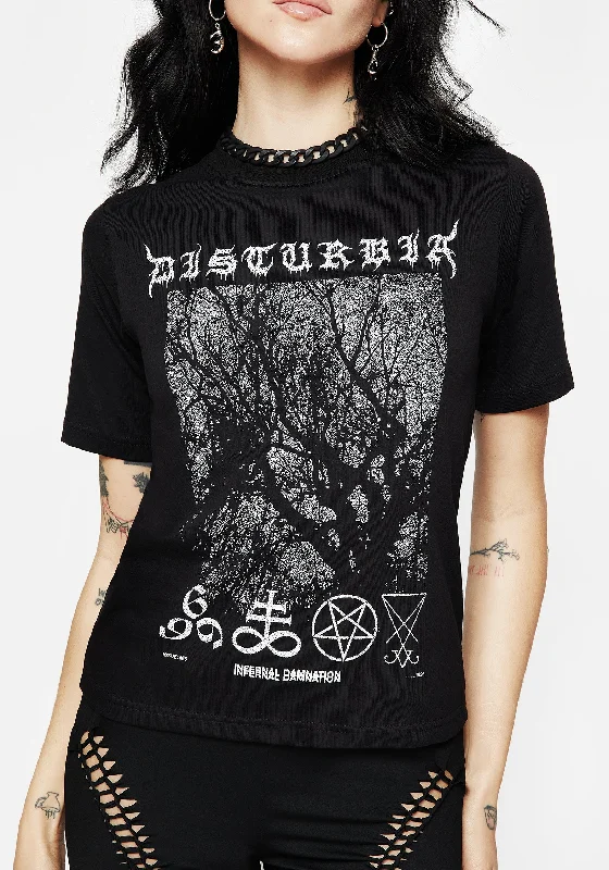 Sequined Women T Shirt for a Sparkly Night OutInfernal Graphic Print T-Shirt