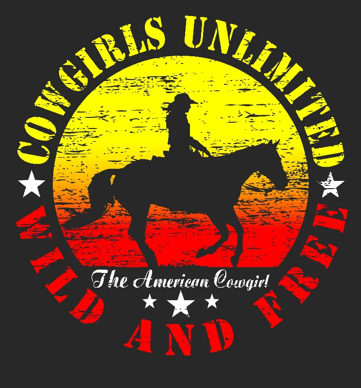 Long Sleeve Women T Shirt for Cooler WeatherWomen's Cowgirls Unlimited Wild & Free T-Shirt #CG-1194 Long Sleeve Women T Shirt for Cooler WeatherWomen's Cowgirls Unlimited Wild & Free T-Shirt #CG-1194