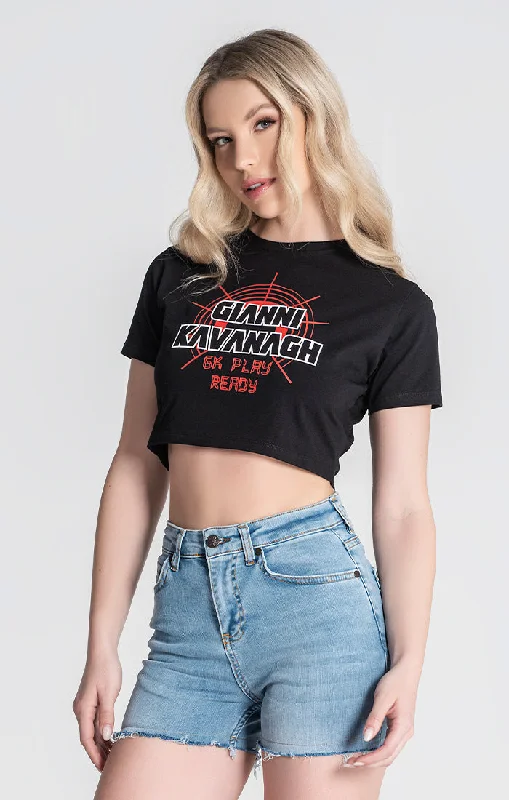 Sequined Women T Shirt for a Sparkly Night OutBlack GK Play Cropped Tee