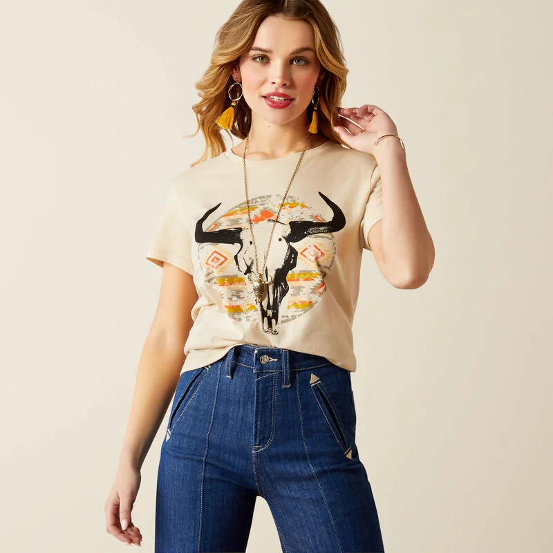 Organic Cotton Women T Shirt for Eco - Conscious WearersWomen's Ariat Longhorn Watercolor T-Shirt #10054039 Organic Cotton Women T Shirt for Eco - Conscious WearersWomen's Ariat Longhorn Watercolor T-Shirt #10054039