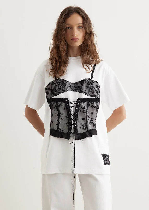 Floral Print Women T Shirt for a Feminine TouchLace Corset Oversized T-Shirt