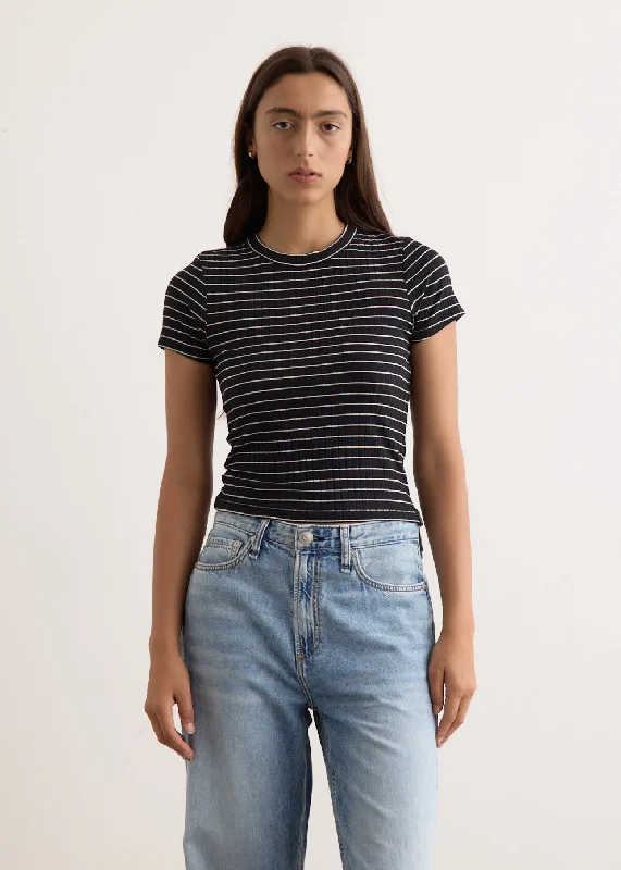 Pocketed Women T Shirt for Added FunctionalityLuca Stripe Rib Baby T-Shirt