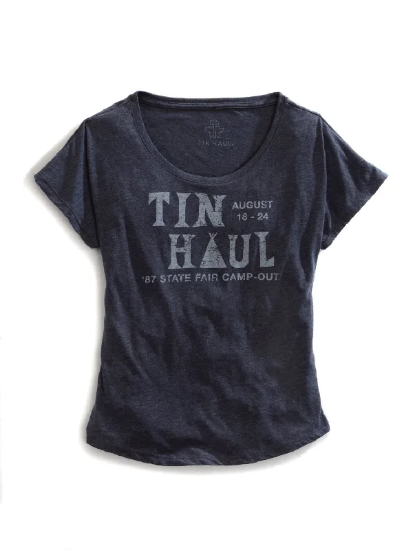Tin Haul Womens State Fair Camp Out Navy 100% Cotton S/S T-Shirt