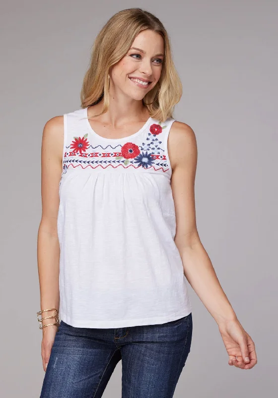 V - Neck Women's Moisture - Wicking Tank Tops for RunningRoper Womens 2084 Peasant Slub White 100% Cotton S/L Tank Top