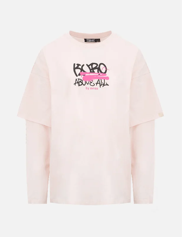 Sheer Women T Shirt for a Stylish and Alluring LookGraffiti Slogan Print 2-in-1 T-shirt