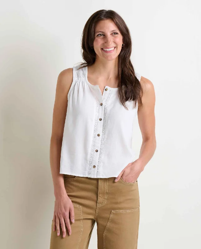 V - Neck Women T Shirt to Enhance the NecklineManzana Button Front Tank