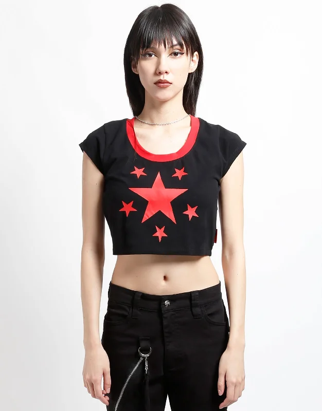 Ringer T Shirt Women with Retro - Inspired StripesSTAR TEE