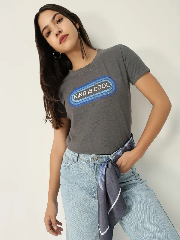 Organic Cotton Women T Shirt for Eco - Conscious WearersWomen Graphic Grey T Shirt