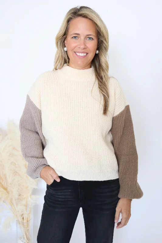 Cindy Sweater- Taupe Combo