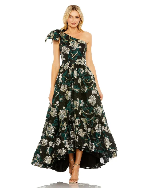 Maxi dresses with a keyhole back for a sexy detail Mac Duggal 20719 One Shoulder Bow Detail High Low Dress