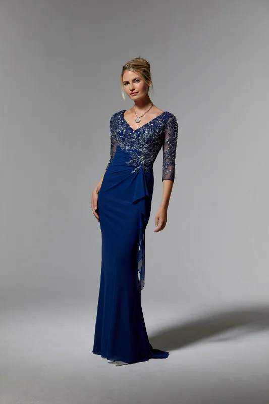 Maxi dresses with balloon sleeves for a vintage - inspired style MGNY Madeline Gardner New York 72909 Long Mother of the Bride Evening Dress