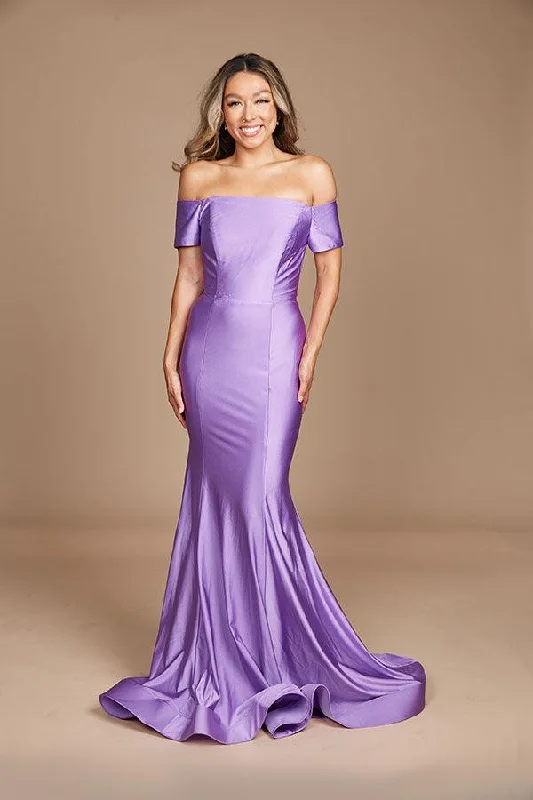 Maxi dresses with a V - neckline for a flattering and elongating shape Off Shoulder Long Formal Dress Sale