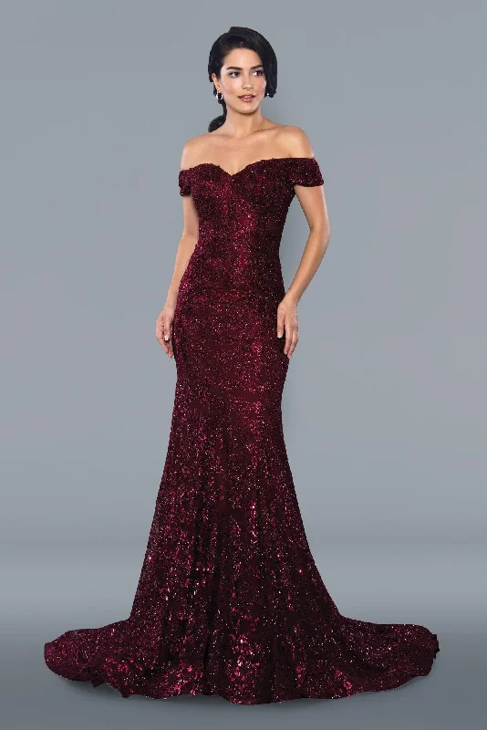 Maxi dresses with balloon sleeves for a vintage - inspired style Stella Couture 22069 Long Sparkling Evening Gown