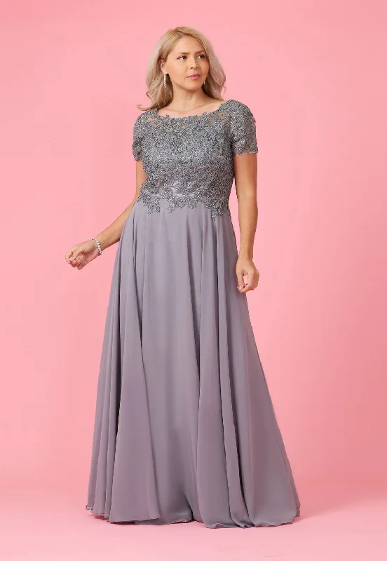 Maxi dresses with mesh panels for a sexy and trendy appearance Dylan & Davids Short Sleeve Mother Of The Bride Evening Dress Charcoal Maxi dresses with mesh panels for a sexy and trendy appearance Dylan & Davids Short Sleeve Mother Of The Bride Evening Dress Charcoal