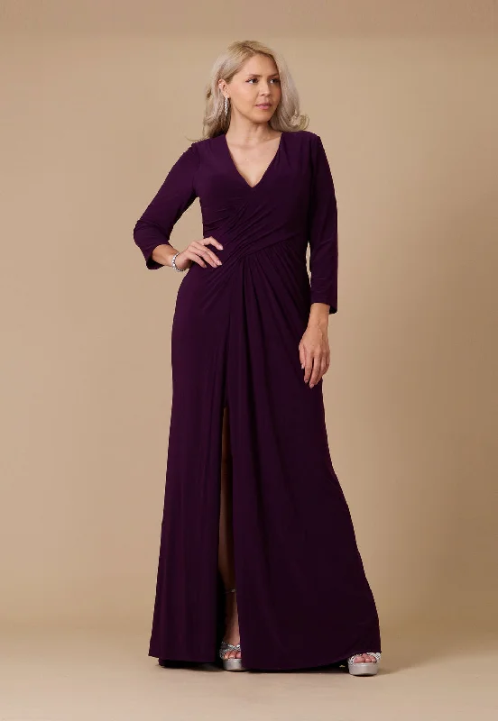 Maxi dresses with polka dot prints for a playful style Long Formal Stretch Evening Long Sleeve Dress Plum Maxi dresses with polka dot prints for a playful style Long Formal Stretch Evening Long Sleeve Dress Plum